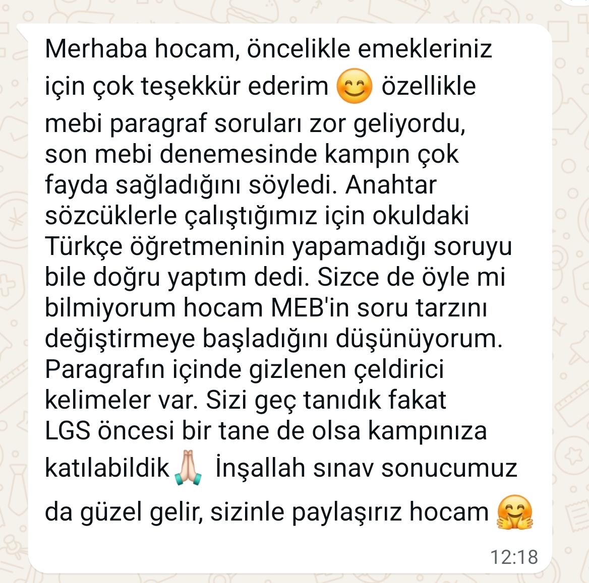 Geri bildirim ekran görüntüsü