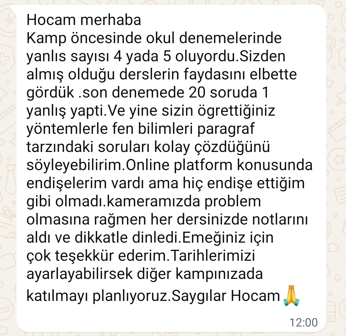 Geri bildirim ekran görüntüsü