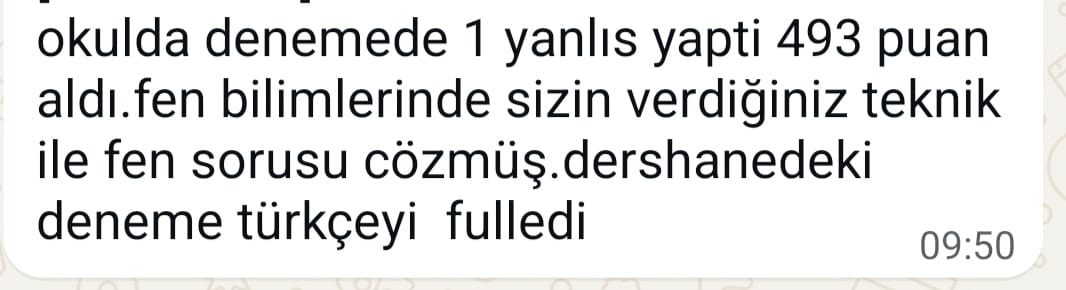 Geri bildirim ekran görüntüsü
