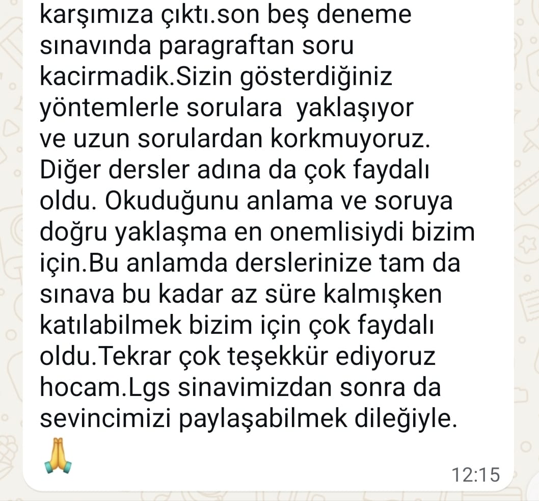 Geri bildirim ekran görüntüsü