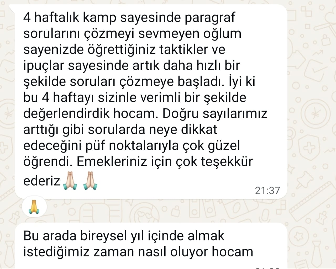 Geri bildirim ekran görüntüsü